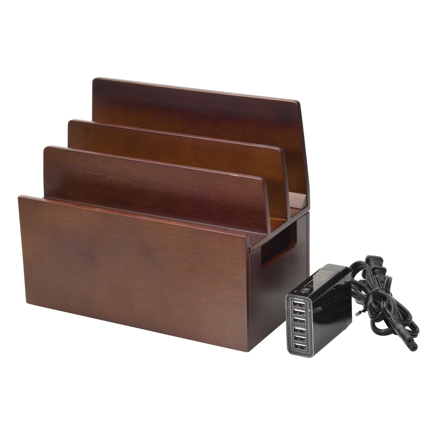 Classic Wood Charging Station & Powermod 5 USB Charger Combo