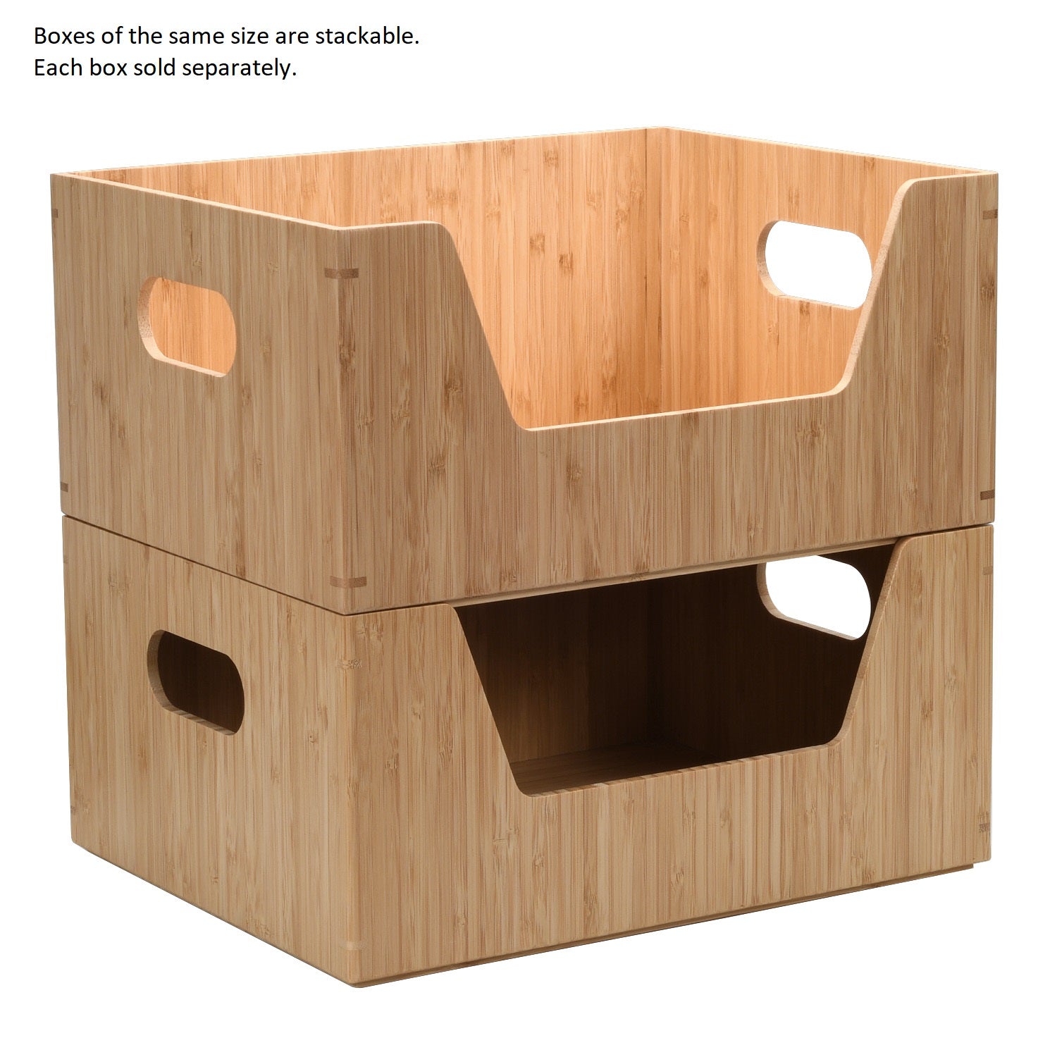 Bamboo Large Open Front Storage Box, 14 x 11 x 6.5
