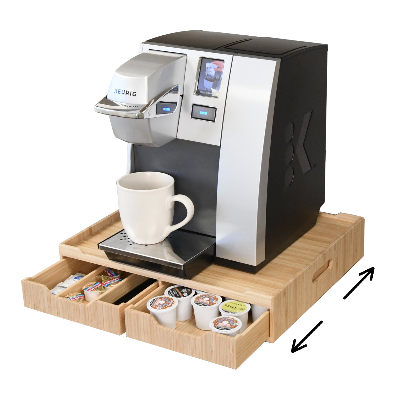 Bamboo Coffee Bar Drawer with Sliding Tray