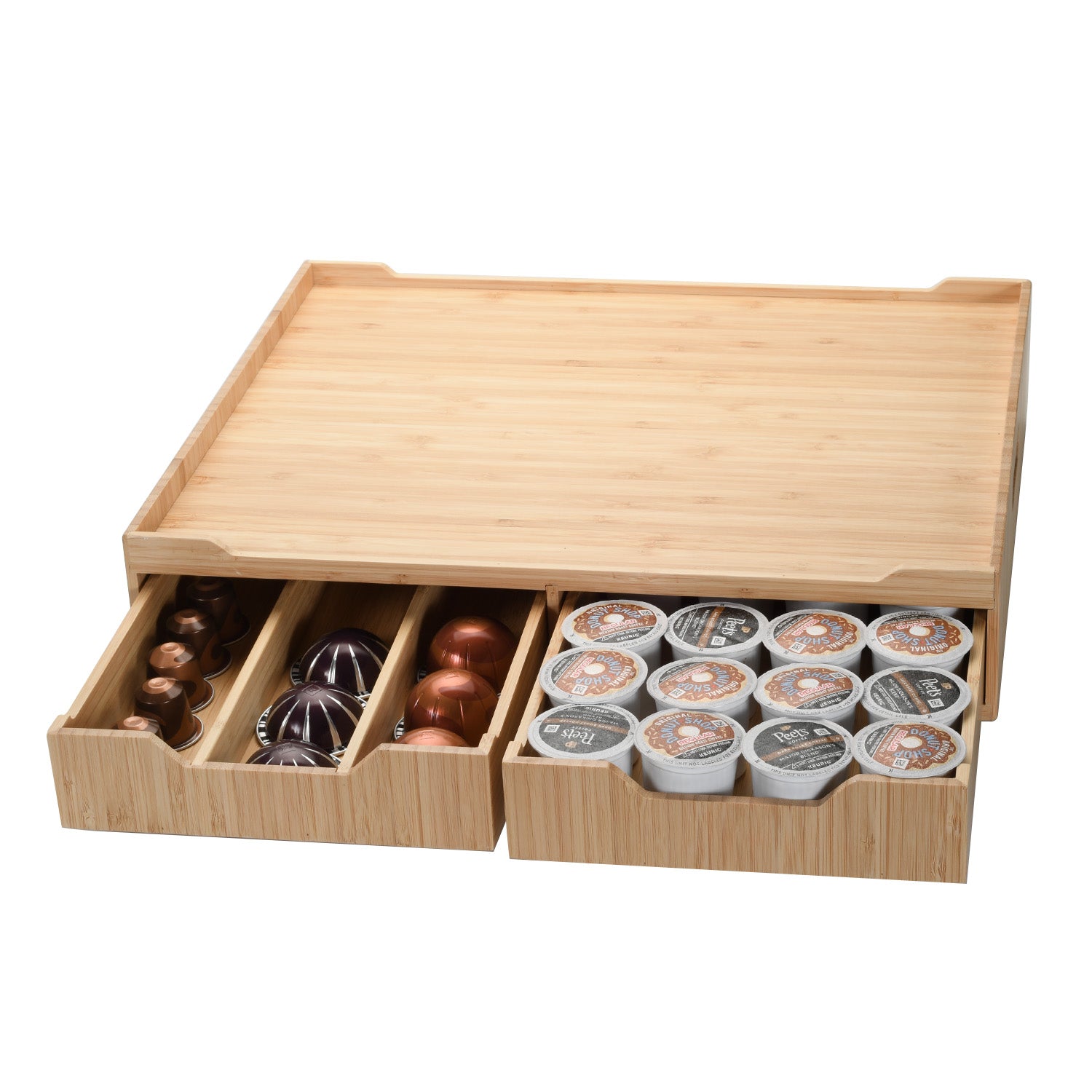 Bamboo Coffee Bar Drawer with Sliding Tray