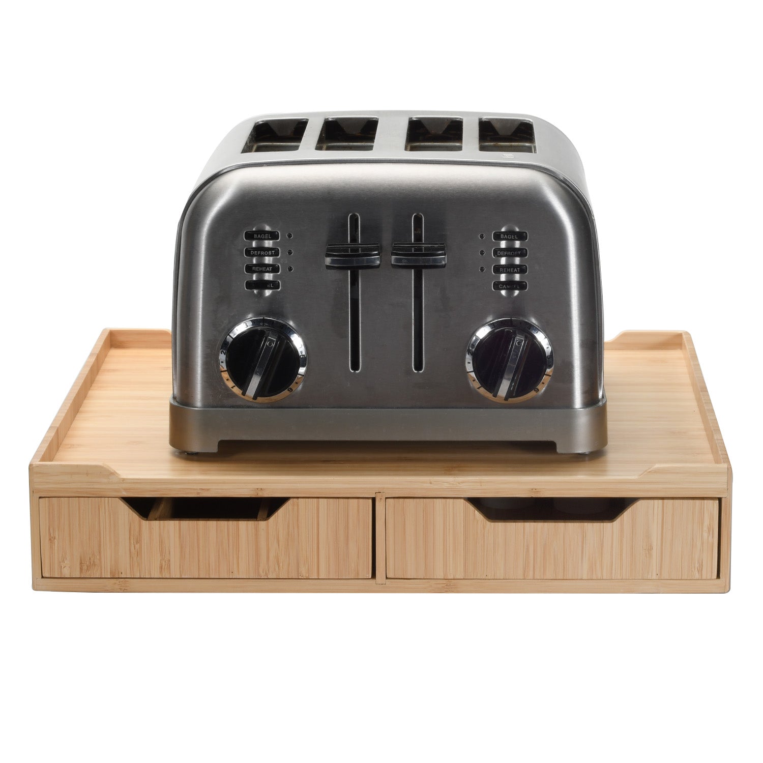 Bamboo Coffee Bar Drawer with Sliding Tray