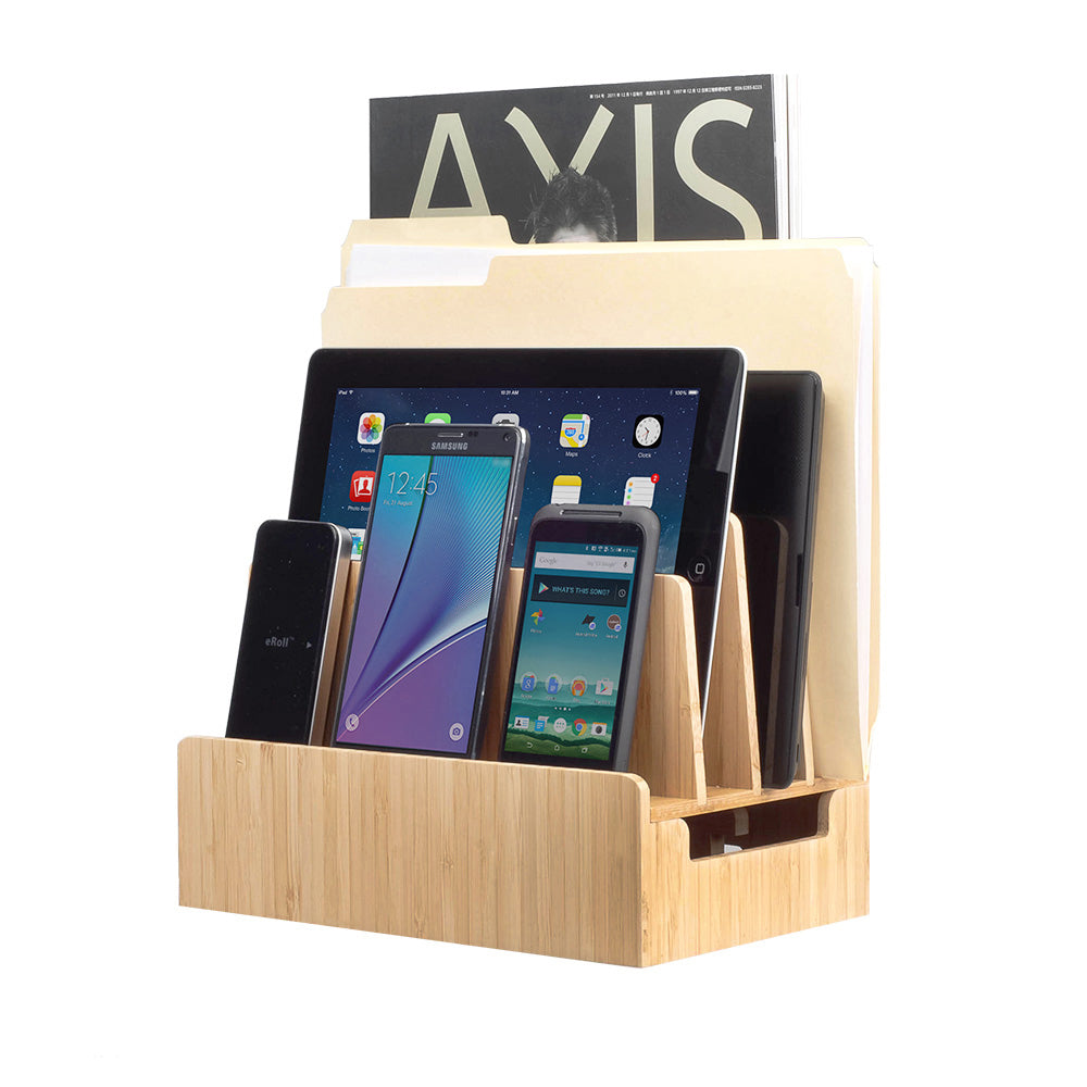Bamboo Slim Stand and Charging Organizer