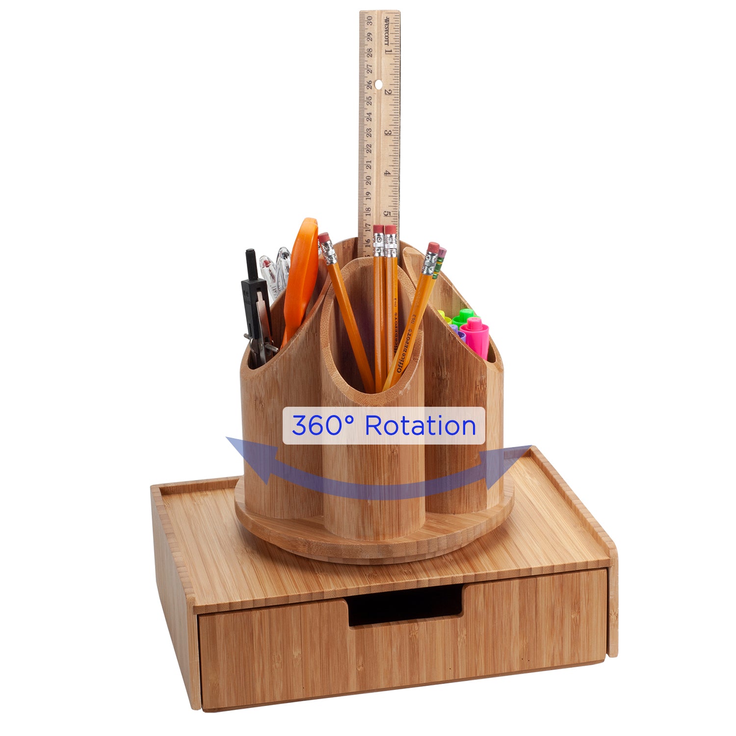 Bamboo Circular Rotating Organizer & Drawer Combo