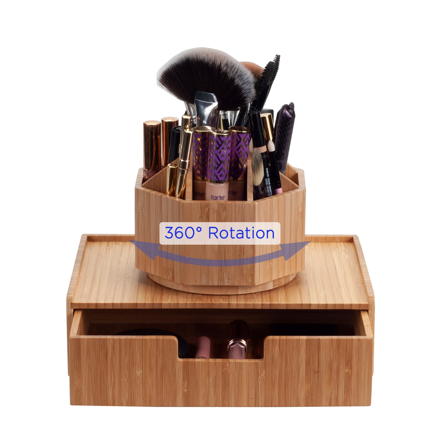Bamboo Rotating Organizer with Drawer Combo