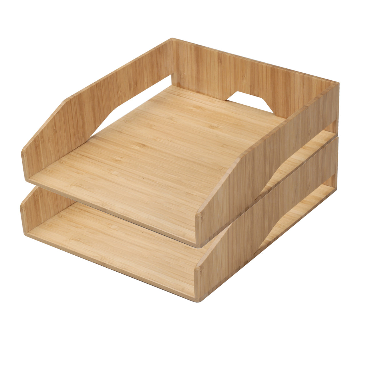 Bamboo Stackable Paper Tray 2 PC Set