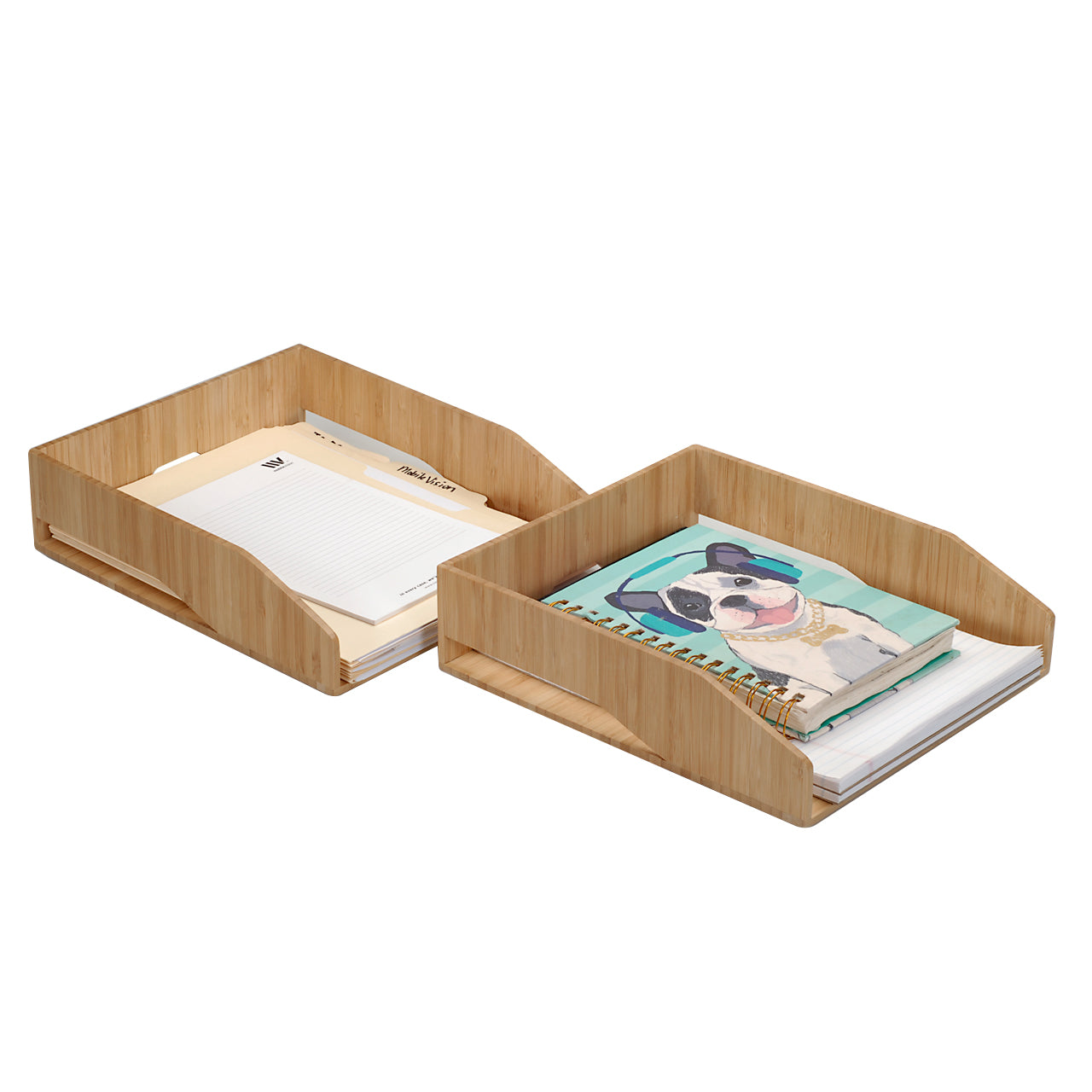 Bamboo Stackable Paper Tray 2 PC Set