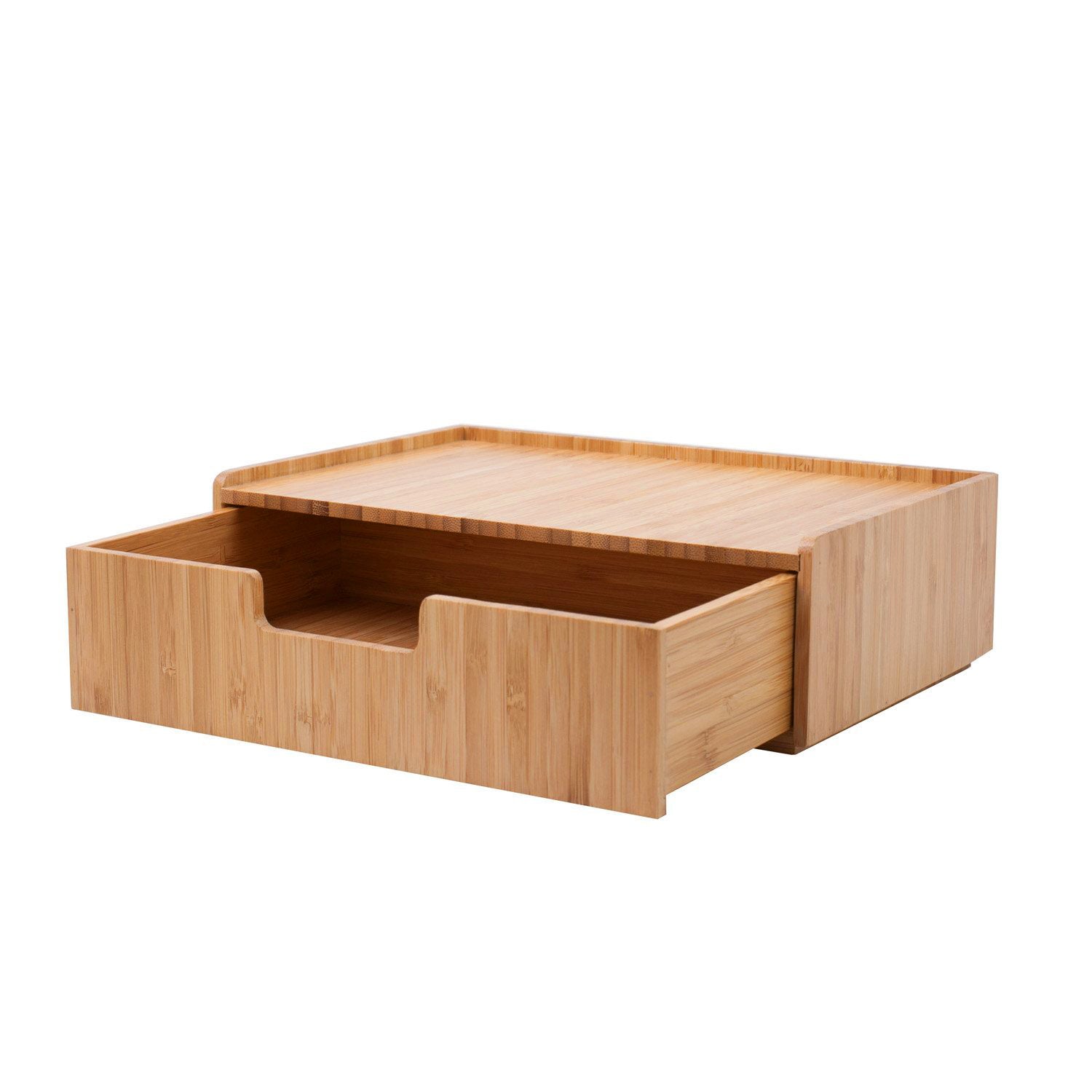 Bamboo Circular Rotating Organizer & Drawer Combo