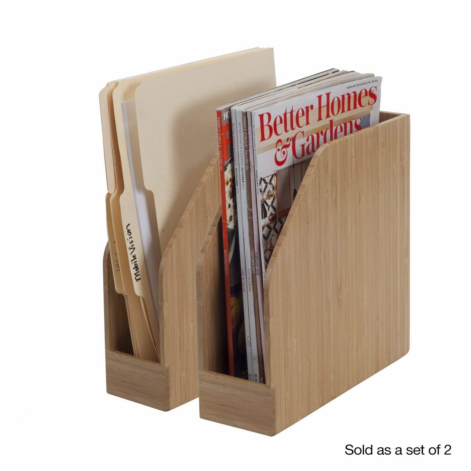 Bamboo Vertical Office Organizer 2 PC Set