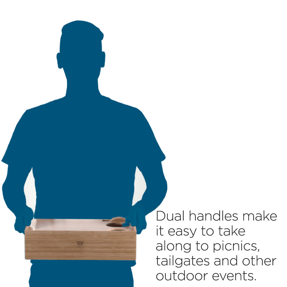 Bamboo Wine & Cheese Serving Tray with Drawer