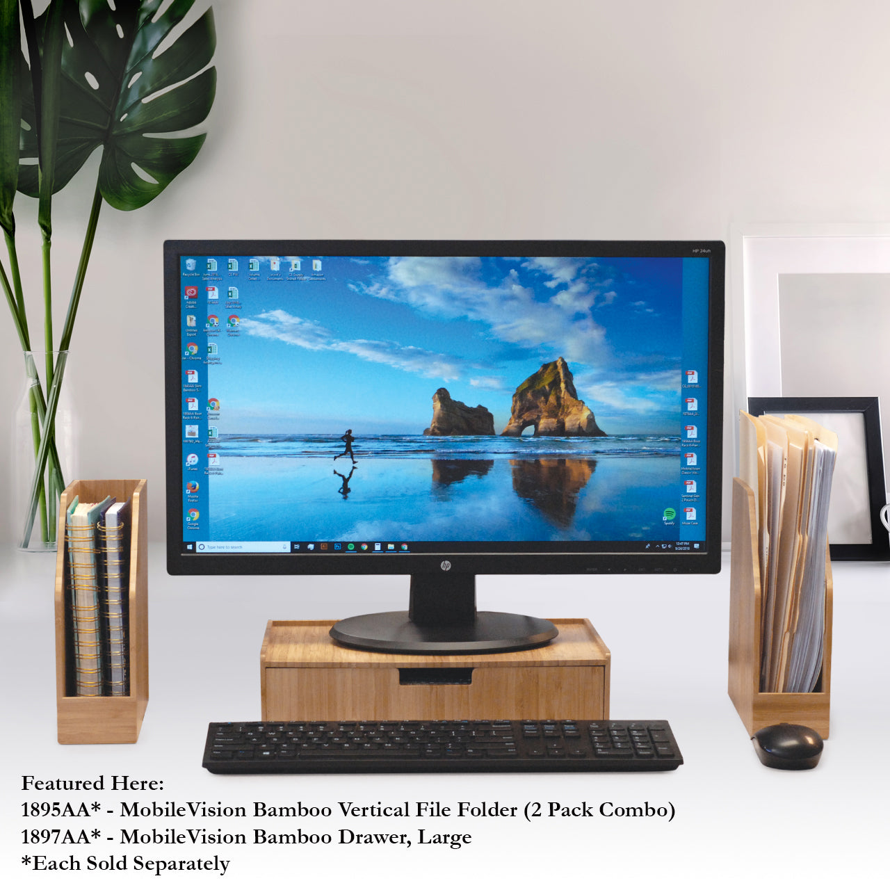 Bamboo Vertical Office Organizer 2 PC Set