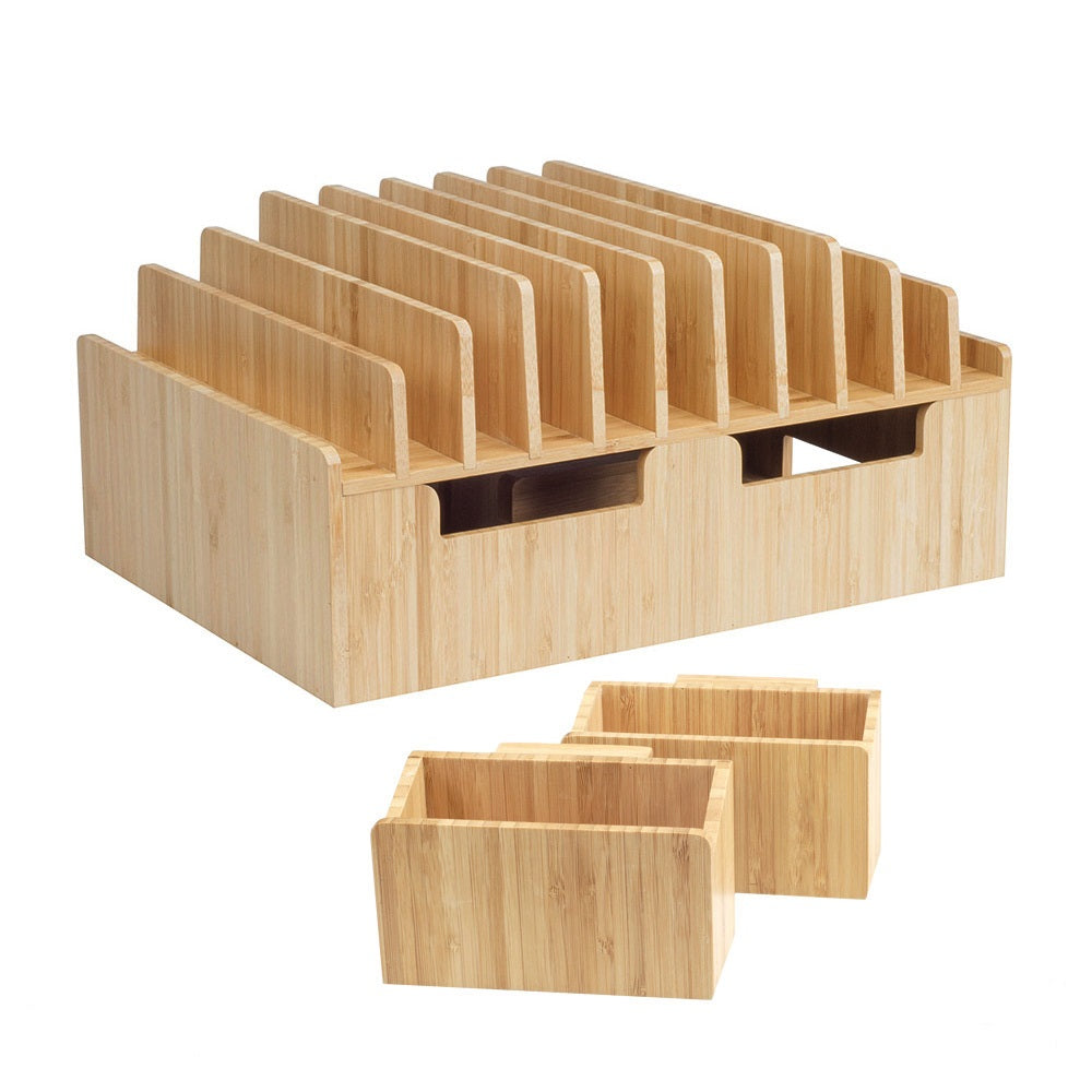 Bamboo 10 Port Charging Station Plus 2 Caddy Adapter Combo