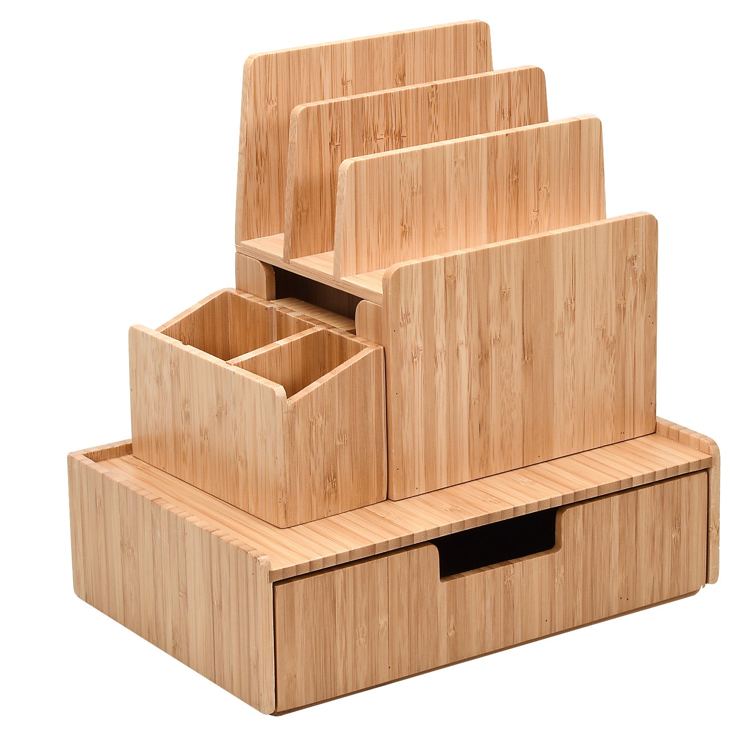 Bamboo Charging Station with Office Organization Combo