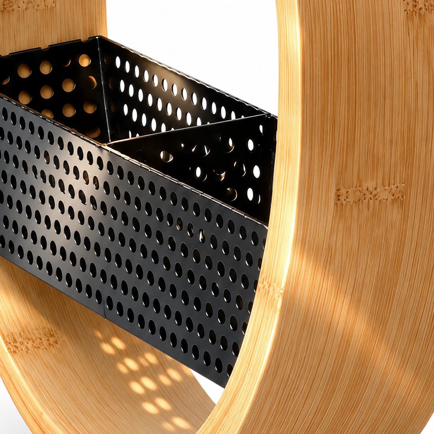 Circular Bamboo Bird Feeder with Divided Seed Tray & Jute Rope Hanging Loop
