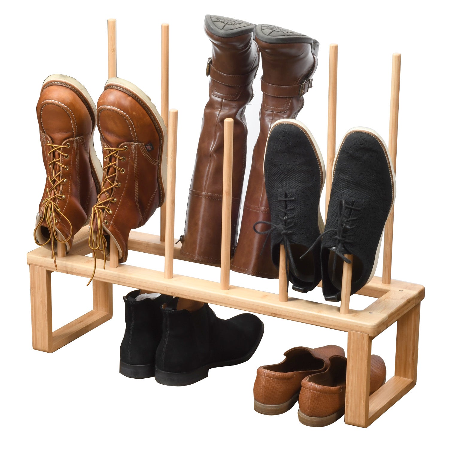 Elevated Bamboo Boot Rack & Shoe Organizer