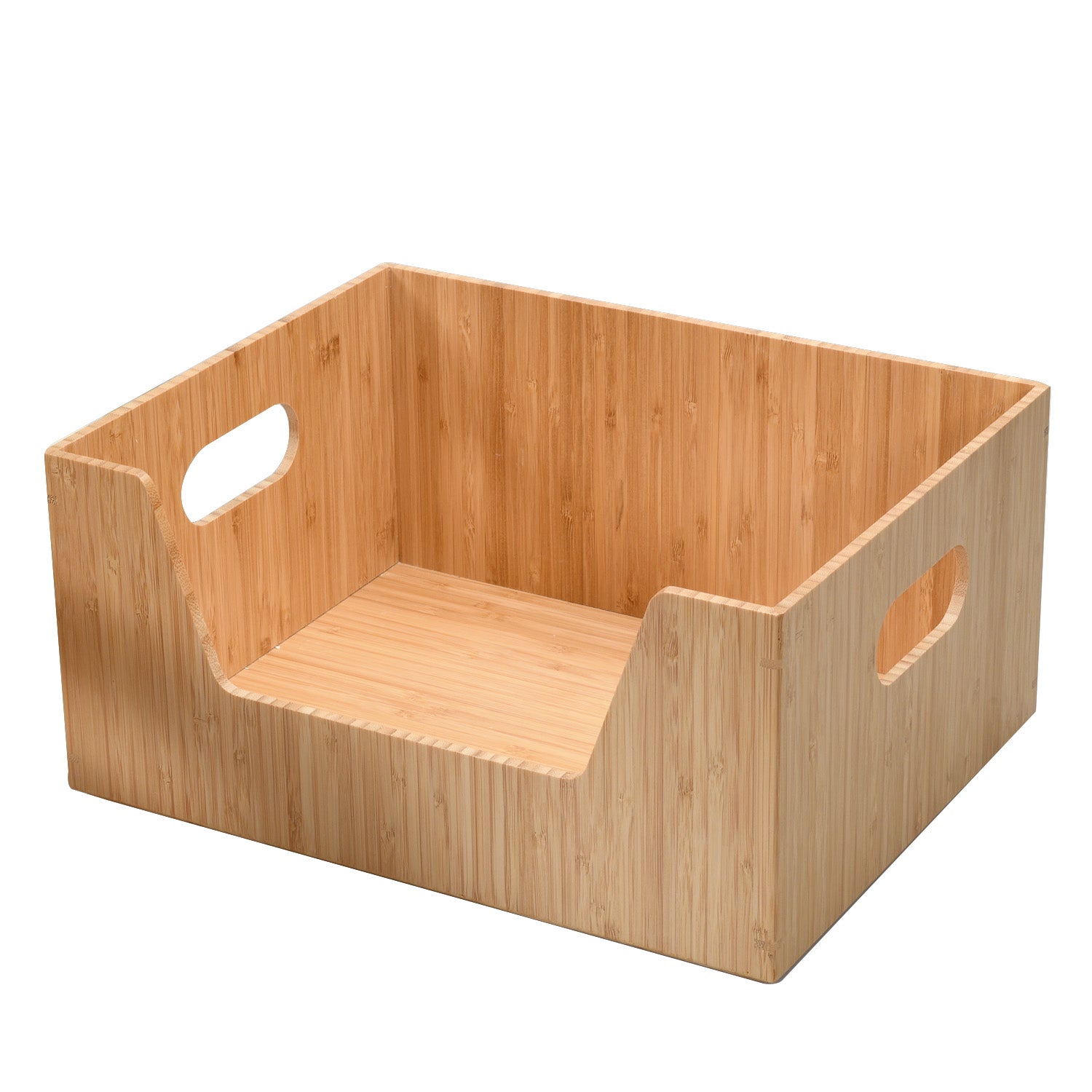 Bamboo Large Open Front Storage Box, 14 x 11 x 6.5