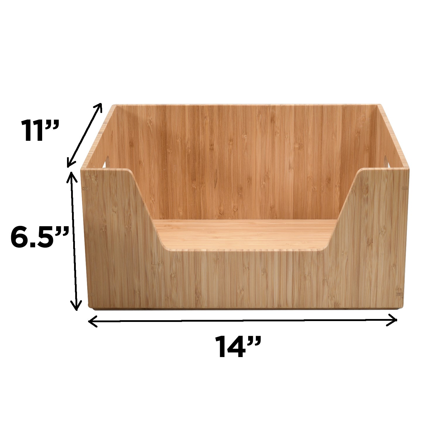 Bamboo Large Open Front Storage Box, 14 x 11 x 6.5