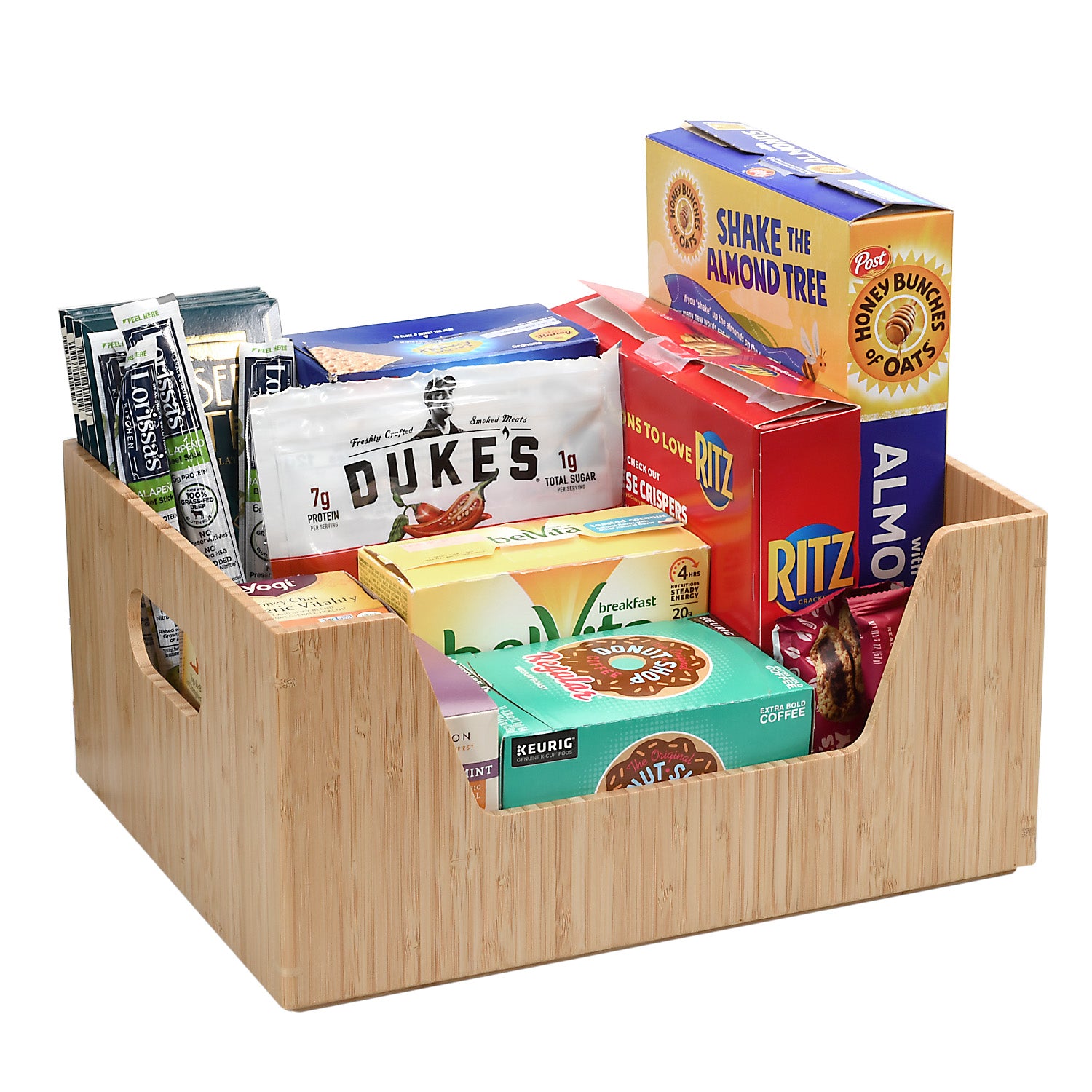 Bamboo Large Open Front Storage Box, 14 x 11 x 6.5