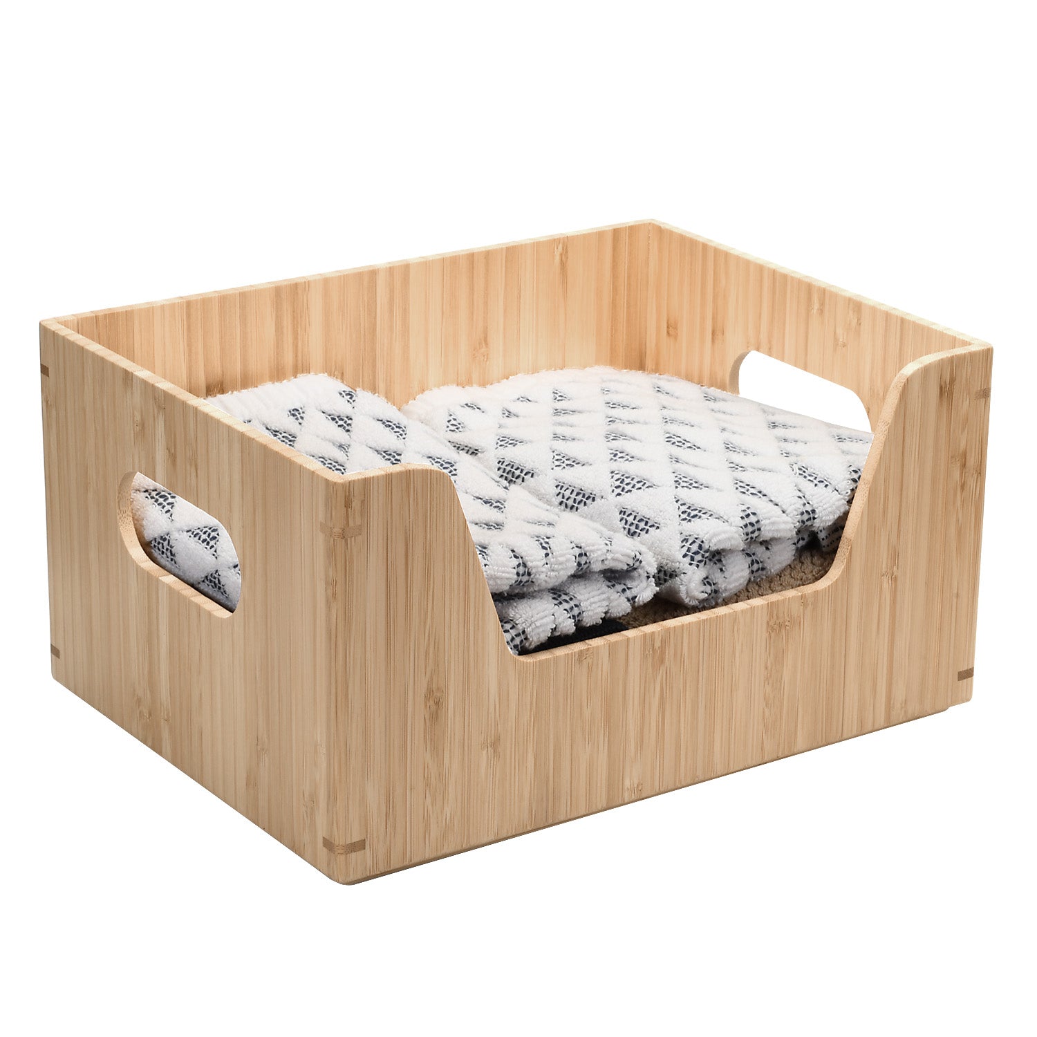 Bamboo Small Open Front Storage Box, 12 x 9 x 6