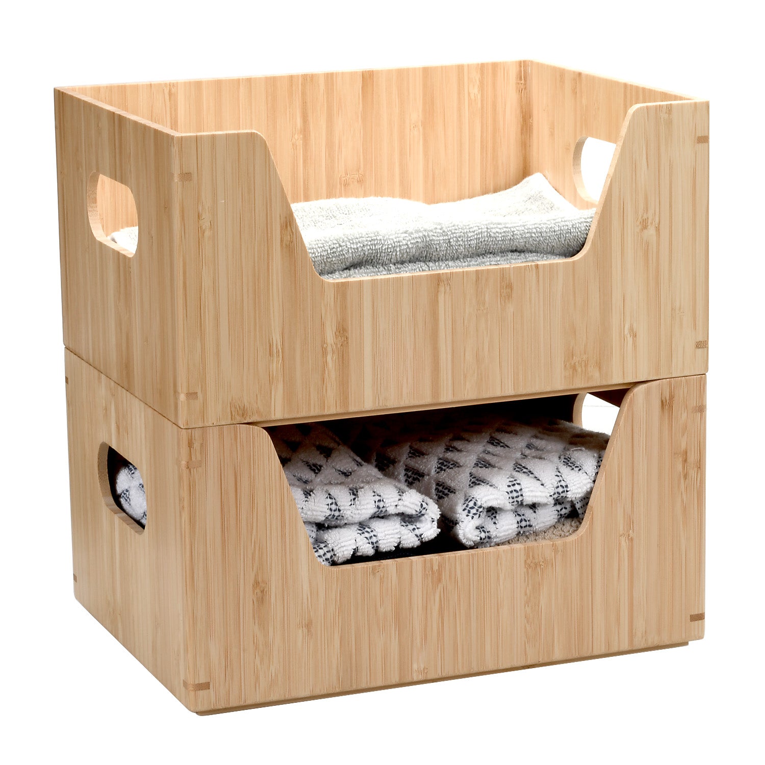 Bamboo Small Open Front Storage Box, 12 x 9 x 6
