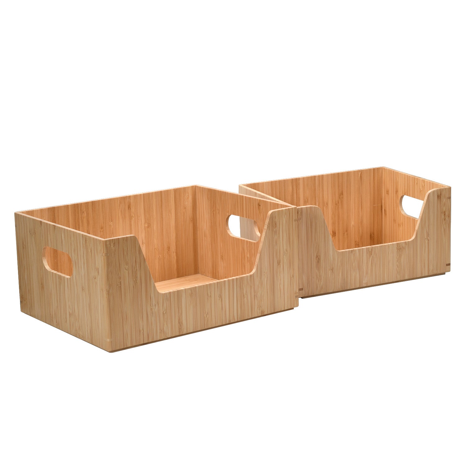 2-Piece Bamboo Open-Front Storage Bin Set – Large & Small