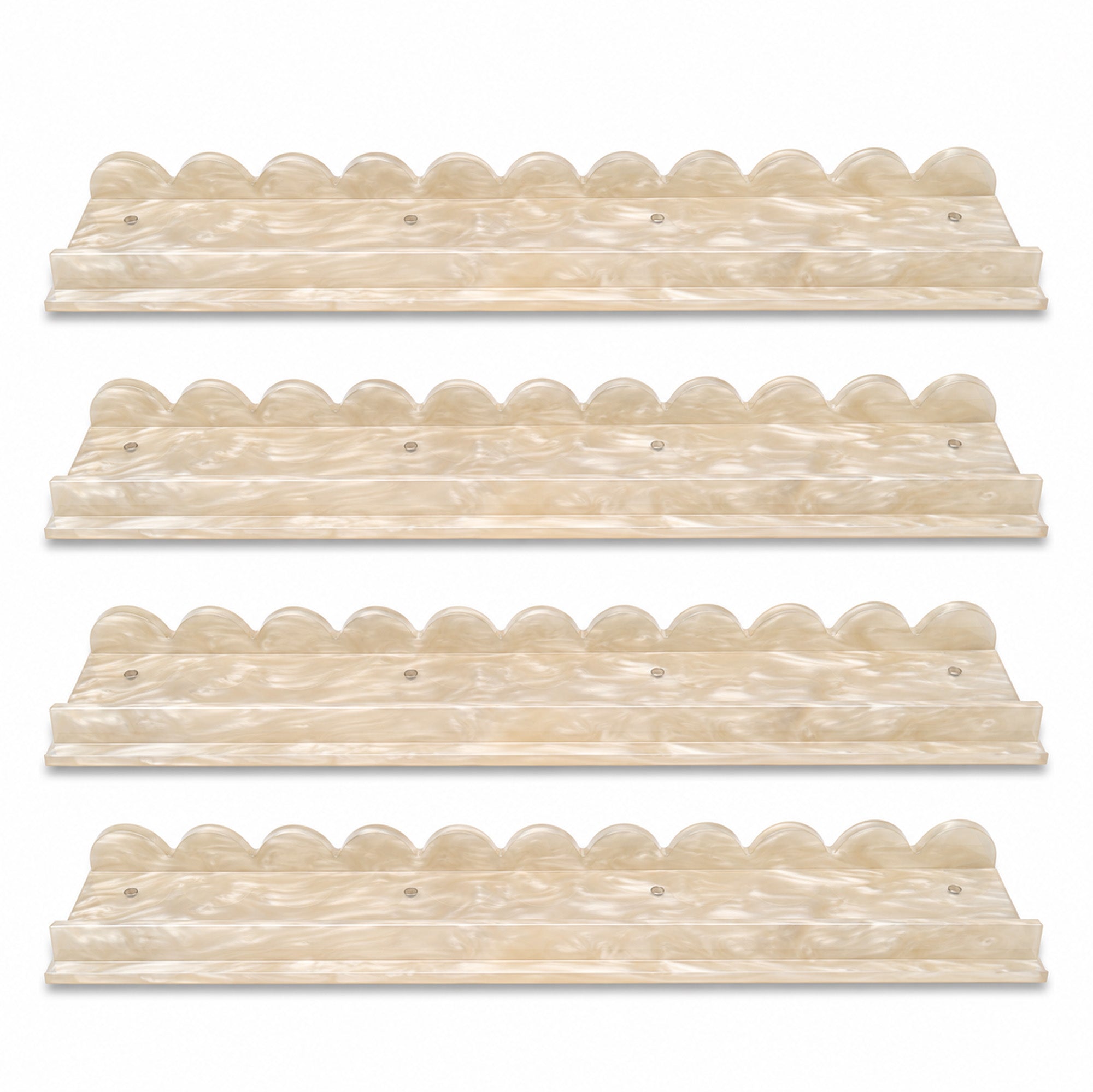PEARL SCALLOPED ACRYLIC MAHJONG RACK AND PUSHER SET