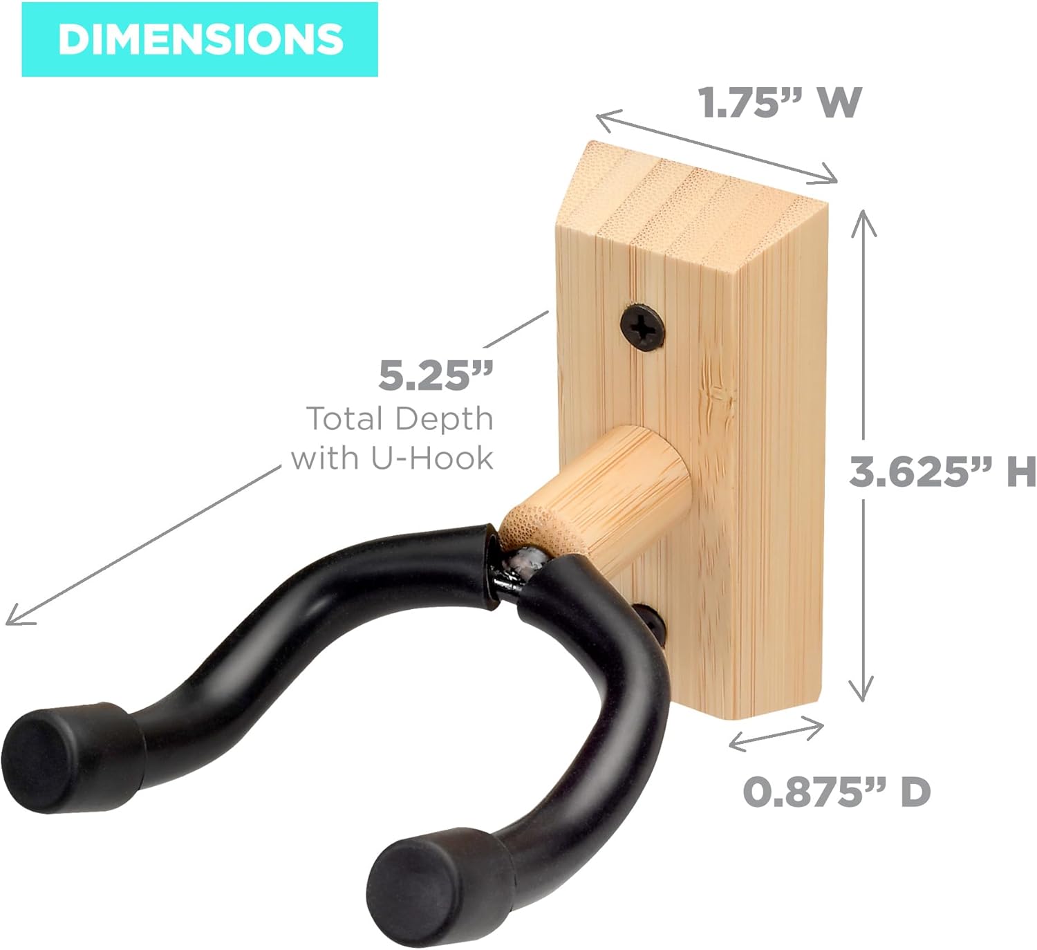Bamboo Wood Guitar Wall Mount Hanger | Universal U-Shape Hook for Acoustic, Electric Guitar, Banjo & Bass