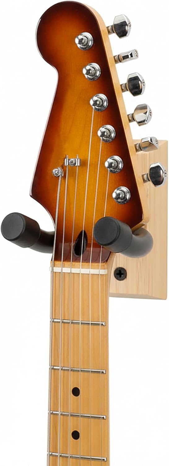Bamboo Wood Guitar Wall Mount Hanger | Universal U-Shape Hook for Acoustic, Electric Guitar, Banjo & Bass