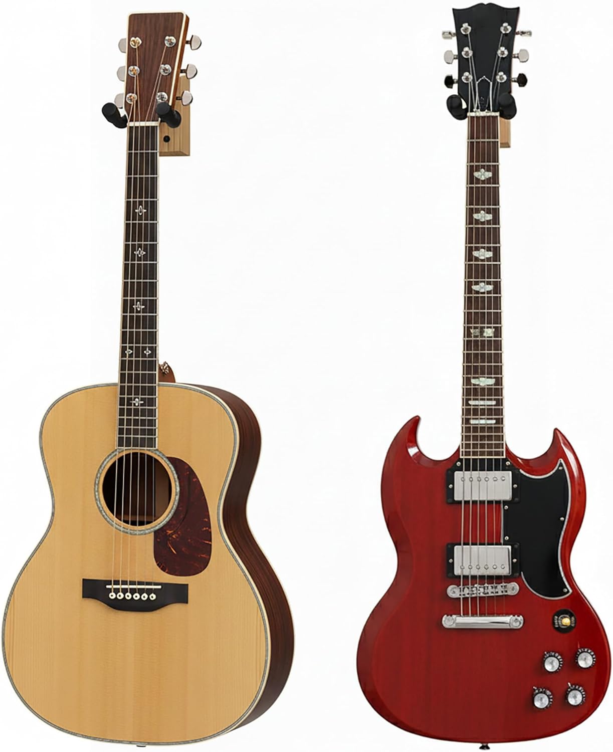 Bamboo Wood Guitar Wall Mount Hanger | Universal U-Shape Hook for Acoustic, Electric Guitar, Banjo & Bass