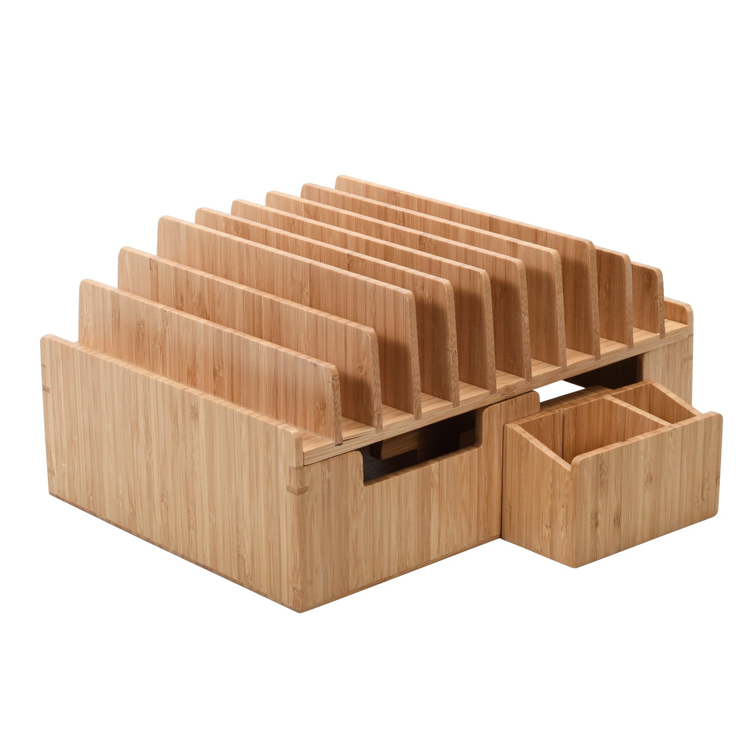 Bamboo 10 Port Charging Station Plus 2 Caddy Adapter Combo
