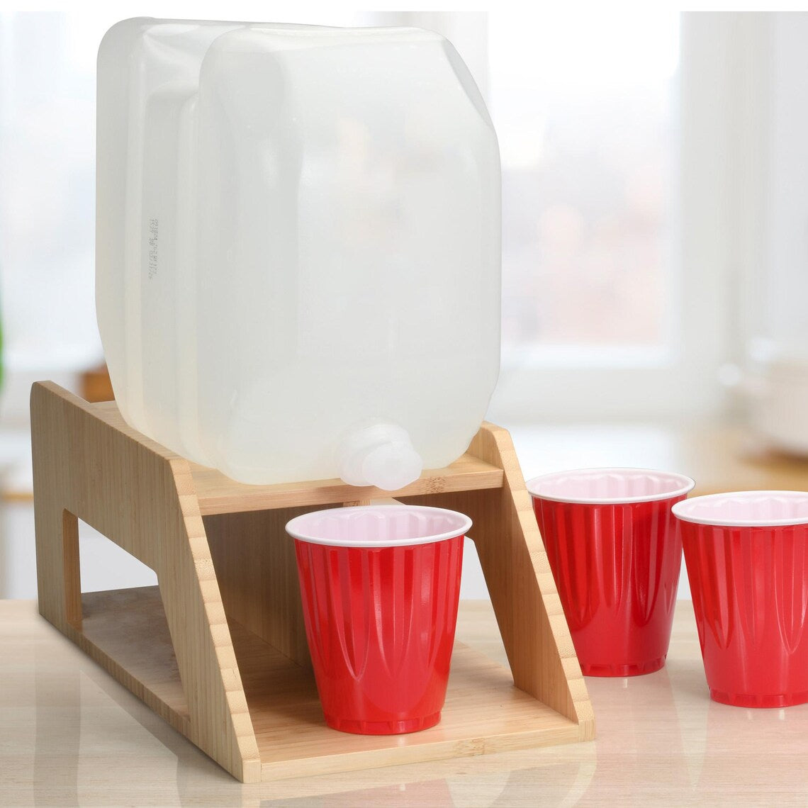 Mobilevision Bamboo Water Jug Stand – Portable Dispenser Stand For Large Beverage Jugs - View #4