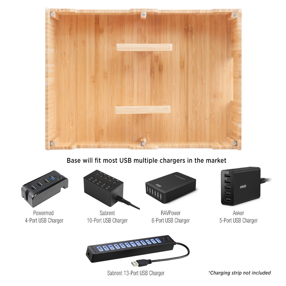 Bamboo 10 Port Charging Station & Apple Watch Adapter Combo