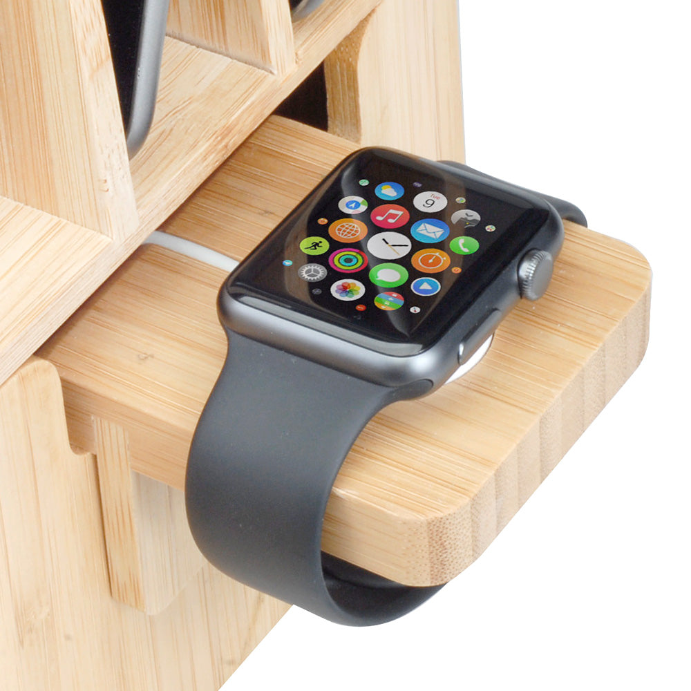 Bamboo 10 Port Charging Station & Apple Watch Adapter Combo