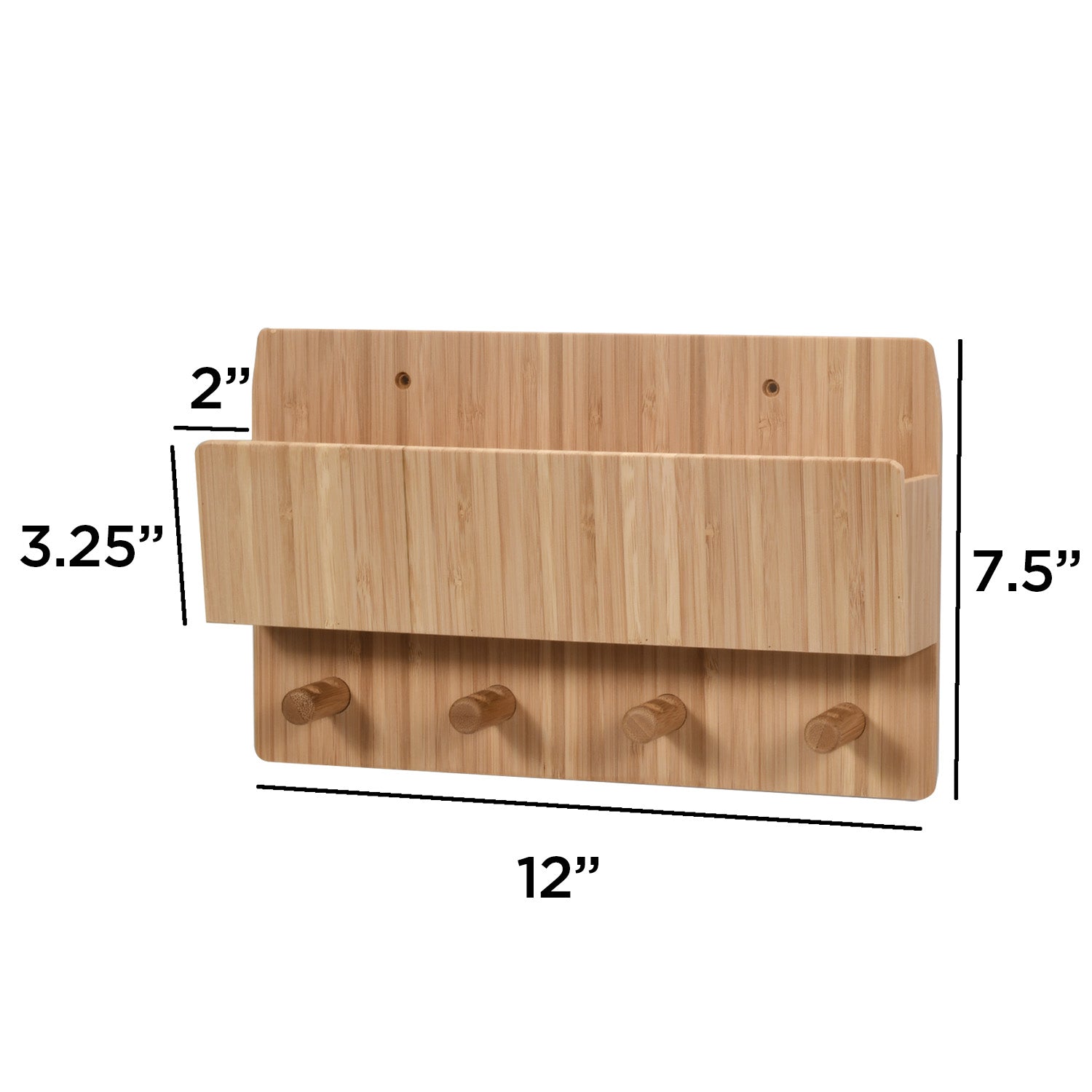 Bamboo Wall Mount Organizer with Hooks