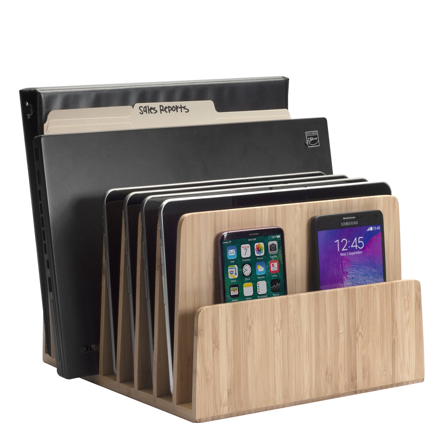 Bamboo 7 Slot Organizer with Extra Wide Slots