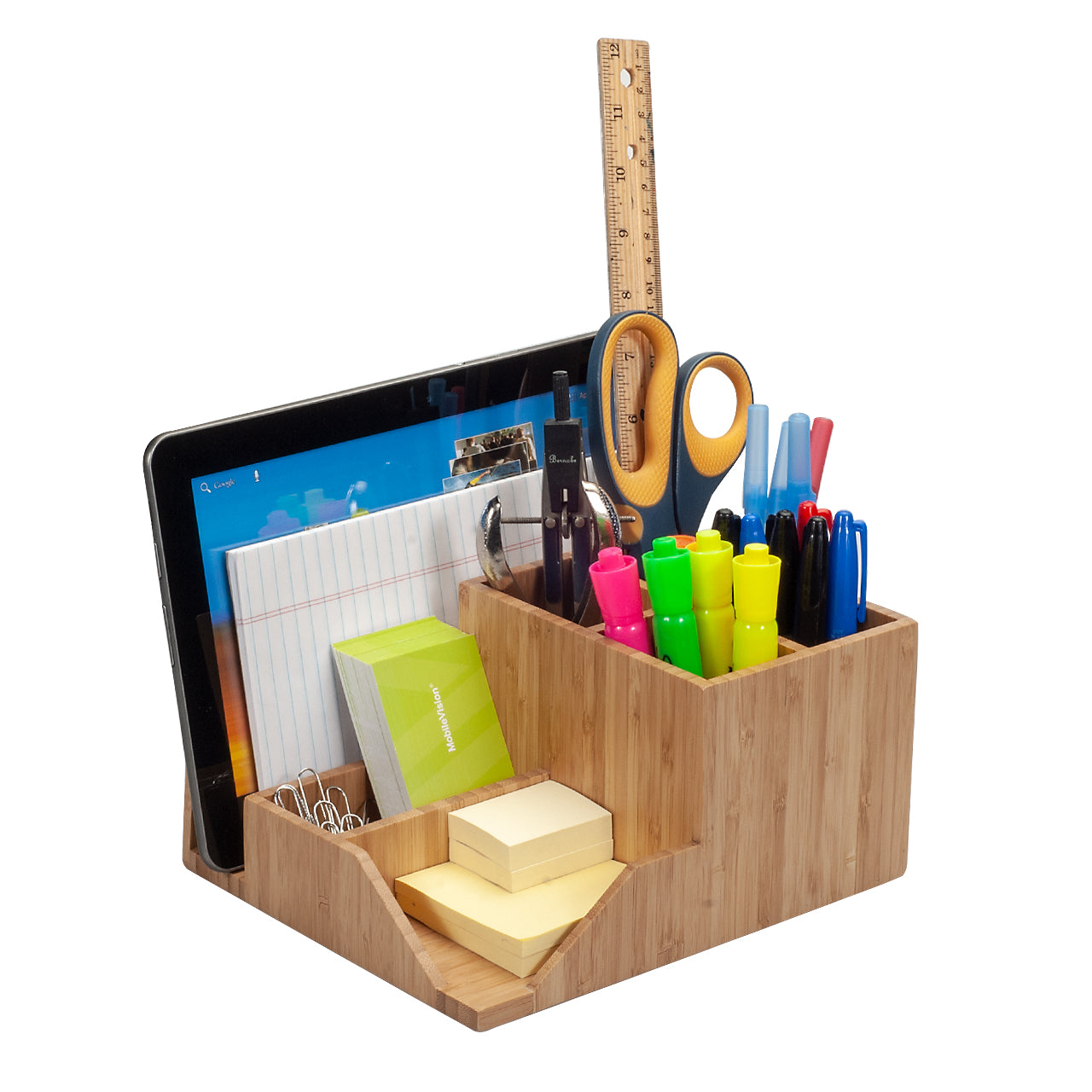 Bamboo Desktop Organizer with Large Drawer Combo