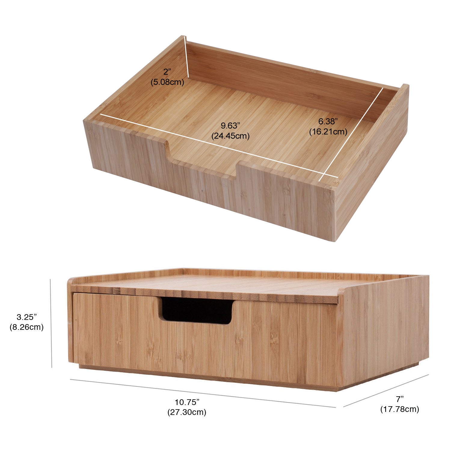 Bamboo Rotating Organizer with Drawer Combo