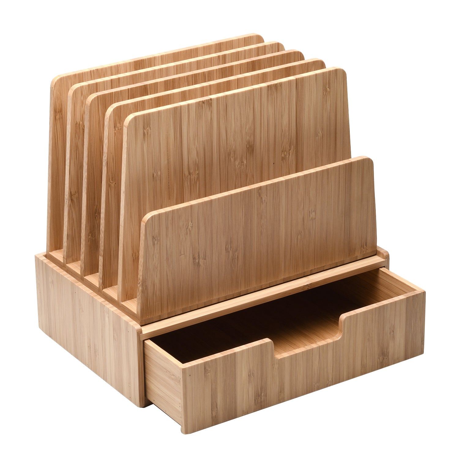 Mobilevision Bamboo Pot Lid Holder Organizer For Storage In Cabinets Or Kitchen Countertops 6 Sections