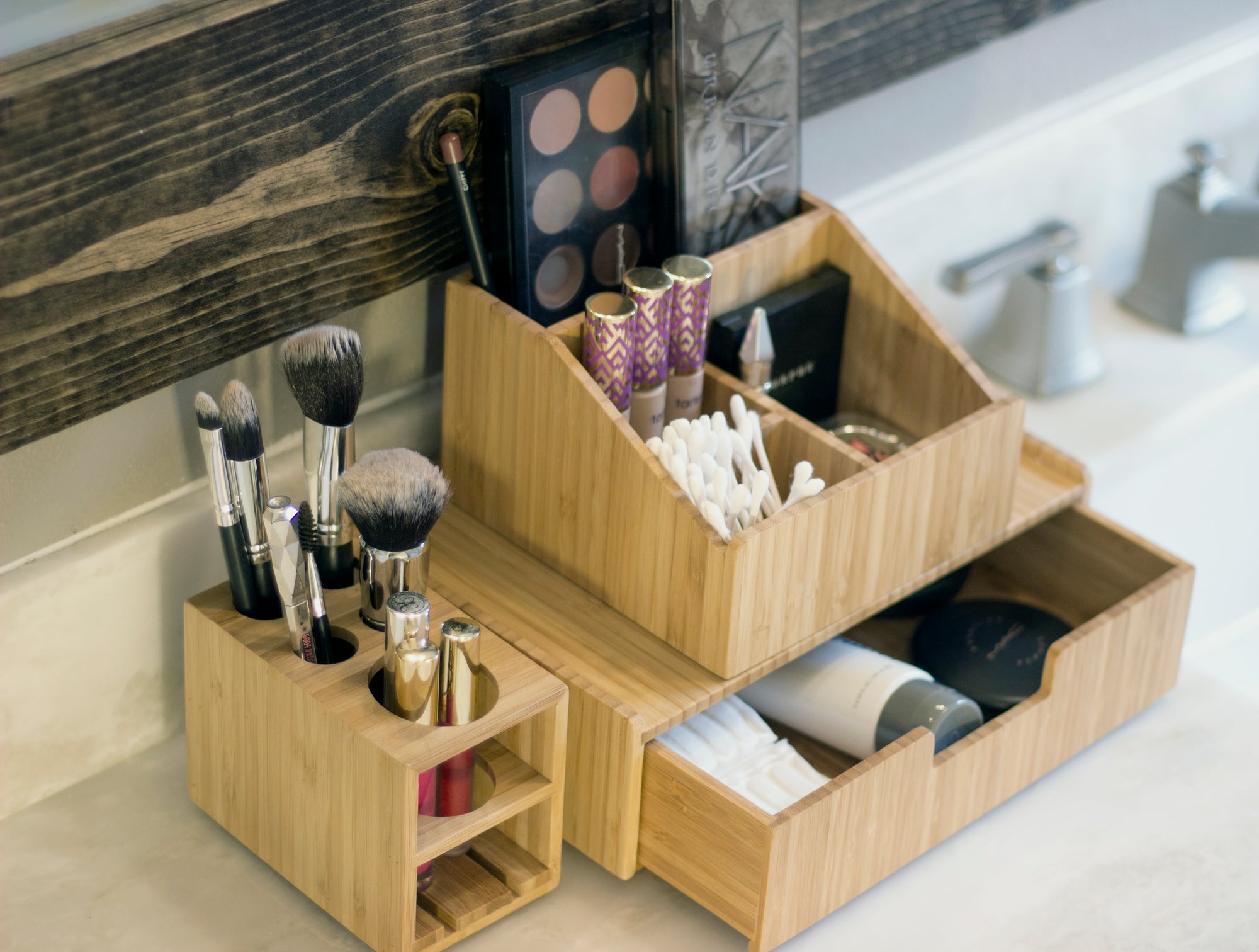 Bamboo Makeup Organizer Complete 3 PC Set