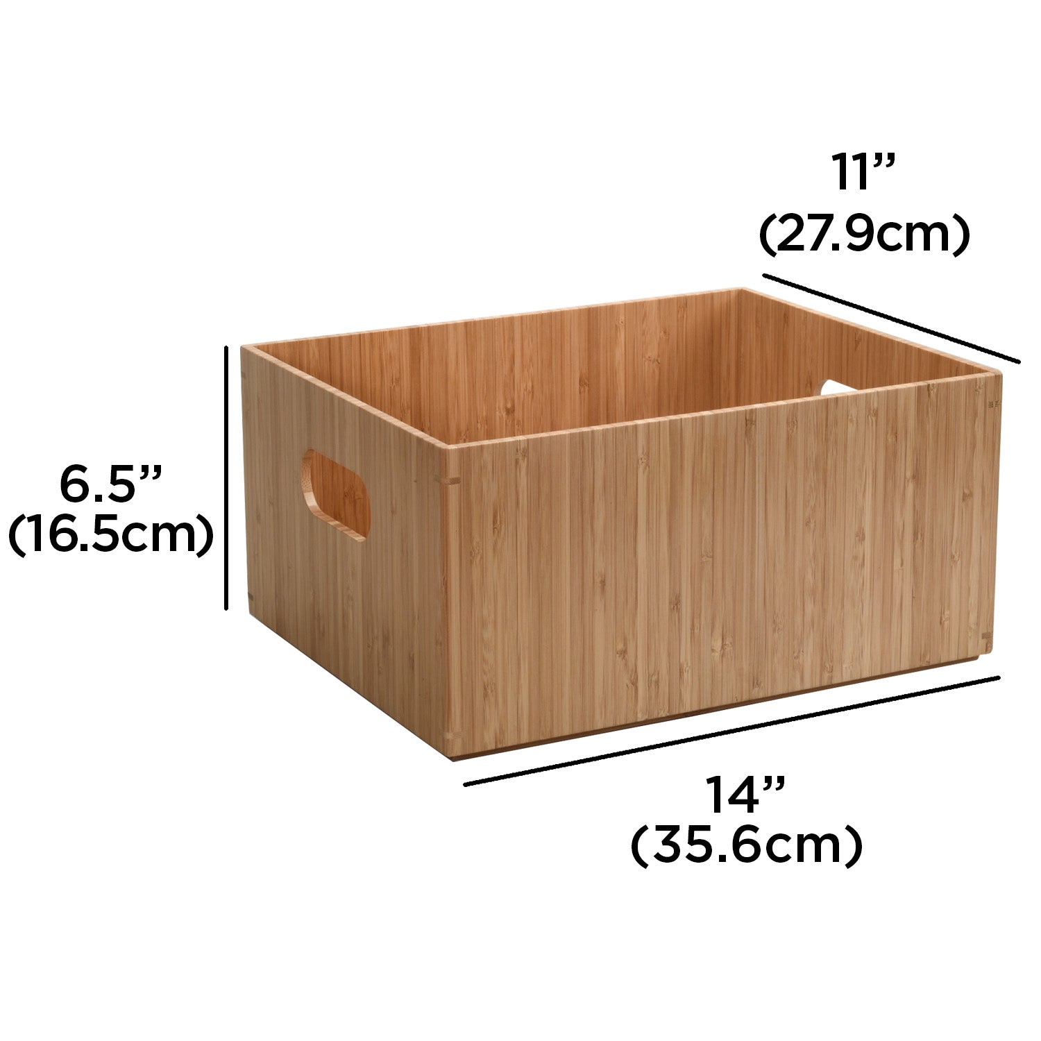 Mobilevision Bamboo Storage Box Multi-Purpose Organizer for Kitchen Supplies Holder, Fruit Bin, Cabinets, Pantry with Built in Handles, Stackable