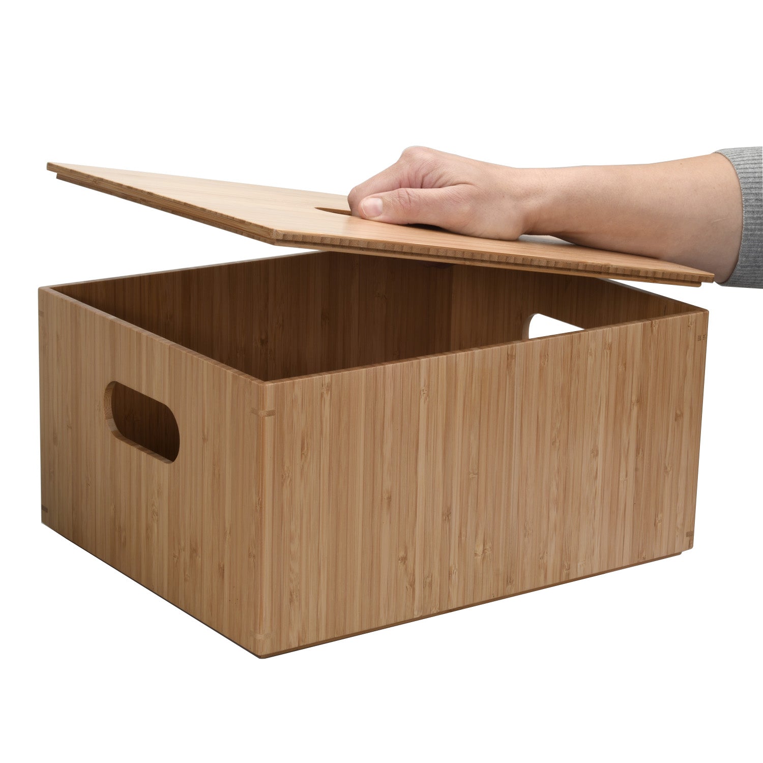 Mobilevision Bamboo Storage Box Plus Lid Combo, 14x11x 6.5, Durable Bin w/Handles, for Clothes, Shoes, Arts & Crafts, Closet & Office Shelf