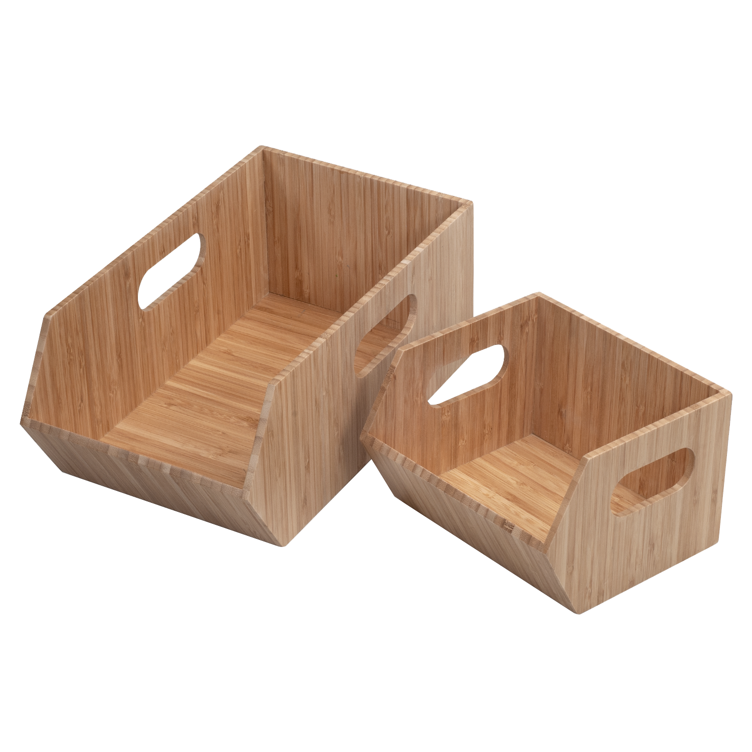 Farmlyn Creek 2 Pack Stackable Bamboo Wood Storage Bins, Organization Boxes  for Kitchen Pantry (2 Sizes)