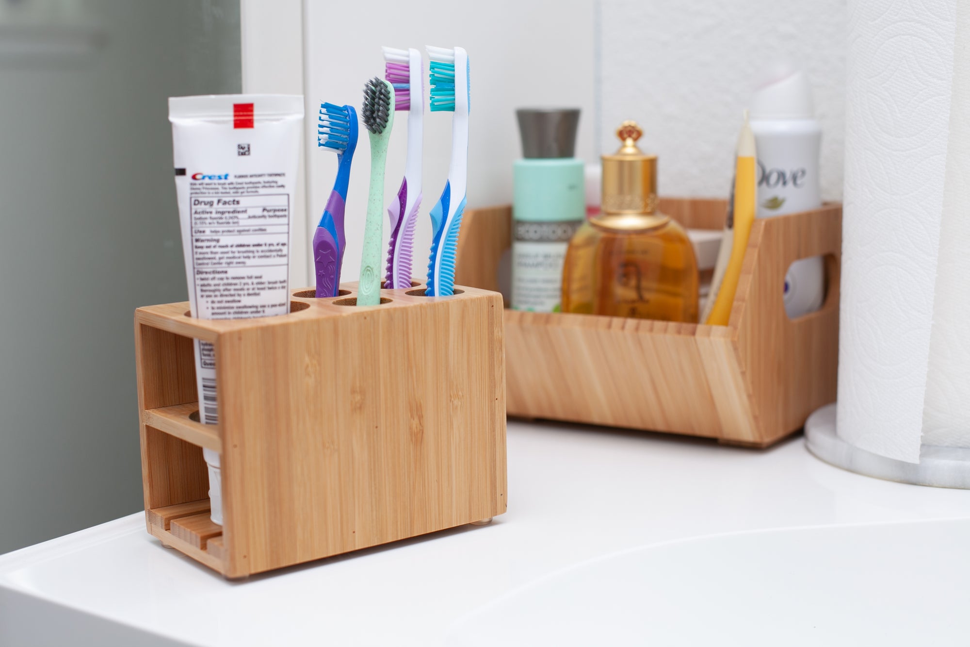 Bamboo Toothbrush & Toothpaste Holder