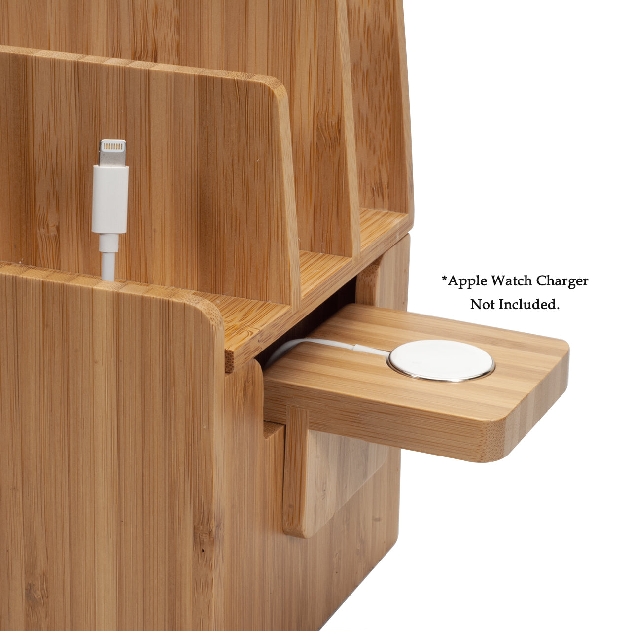 Bamboo Charging Station & Apple Watch Adapter with MFI Cable