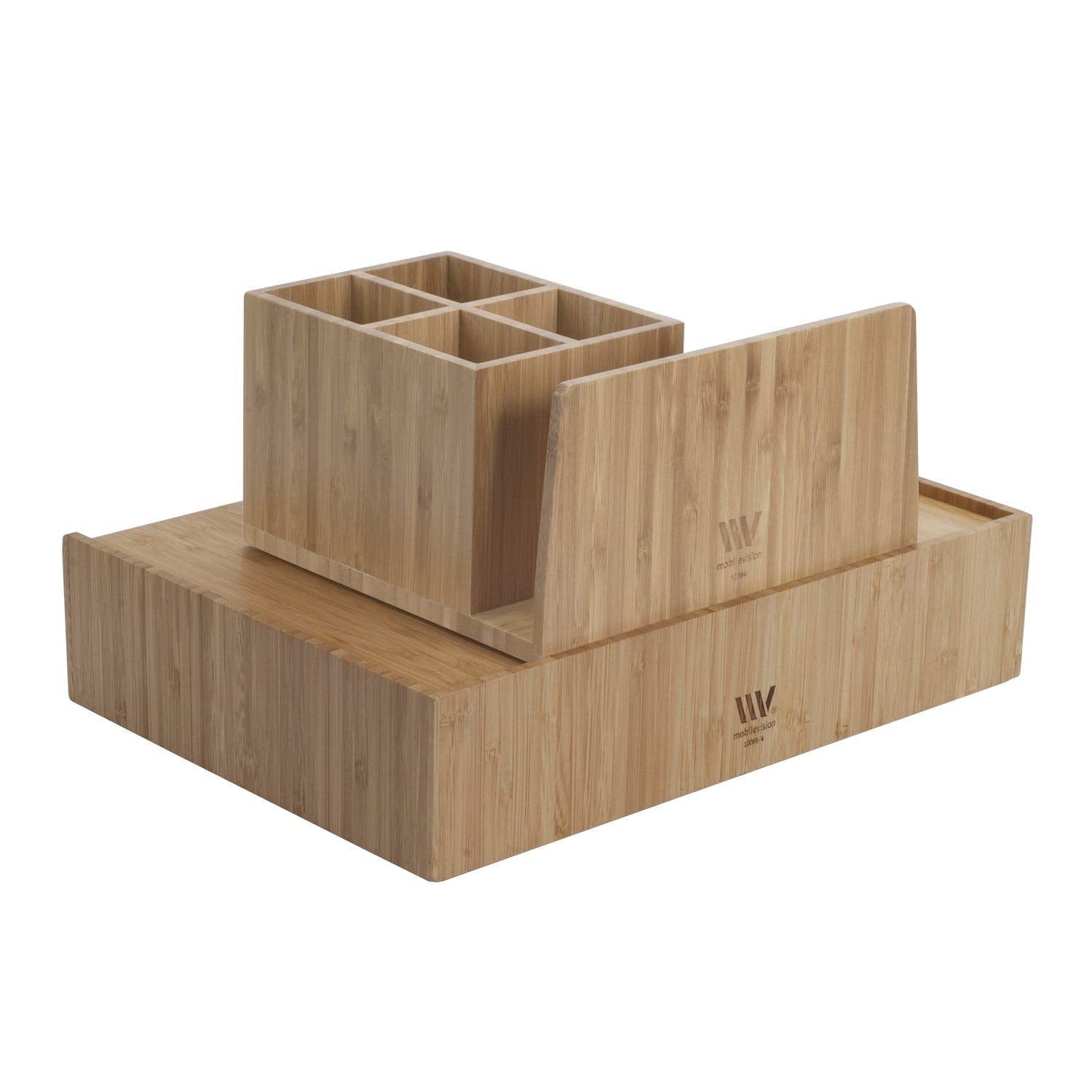 Bamboo Desktop Organizer with Large Drawer Combo