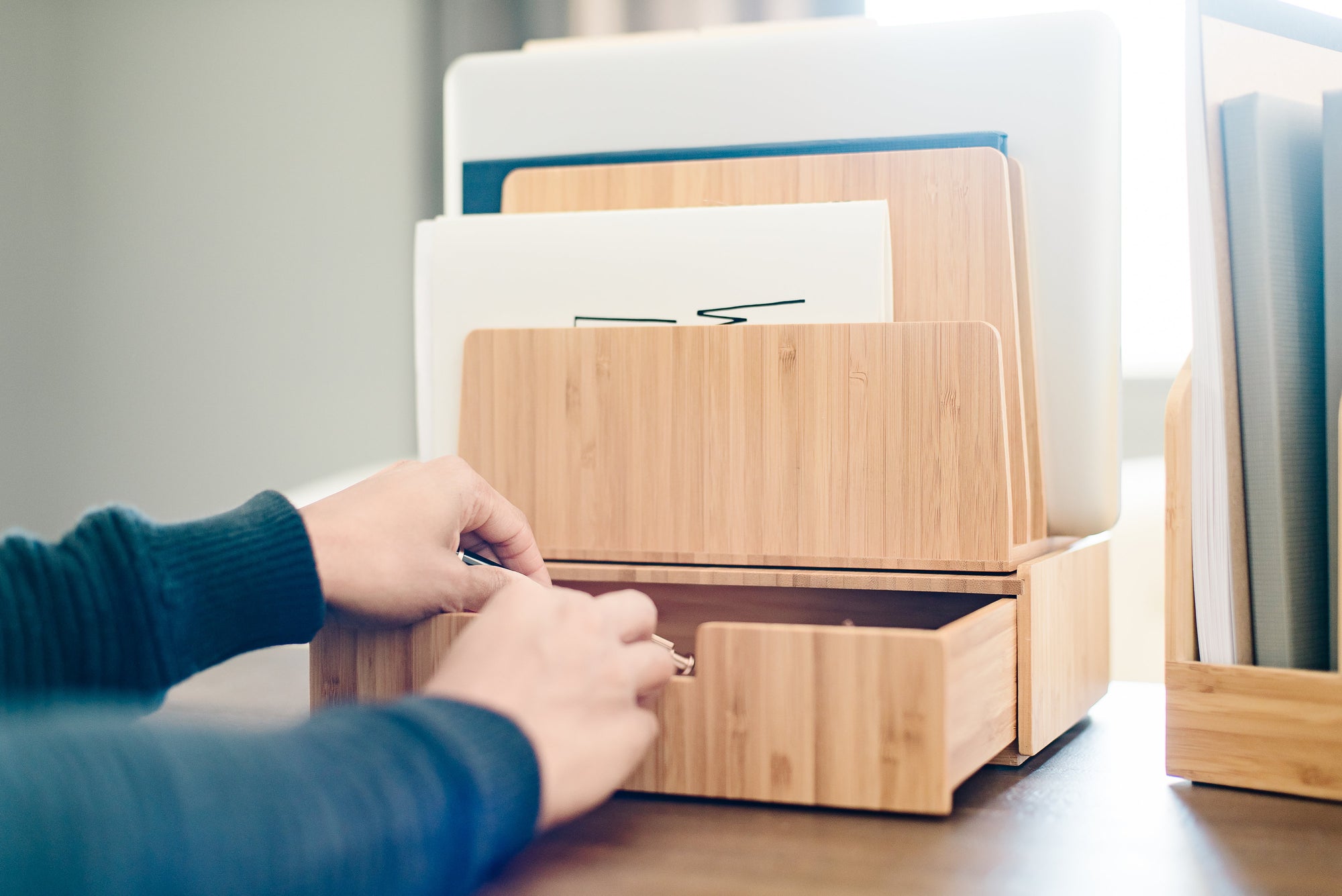 Bamboo 5 Slot Organizer & Drawer Combo