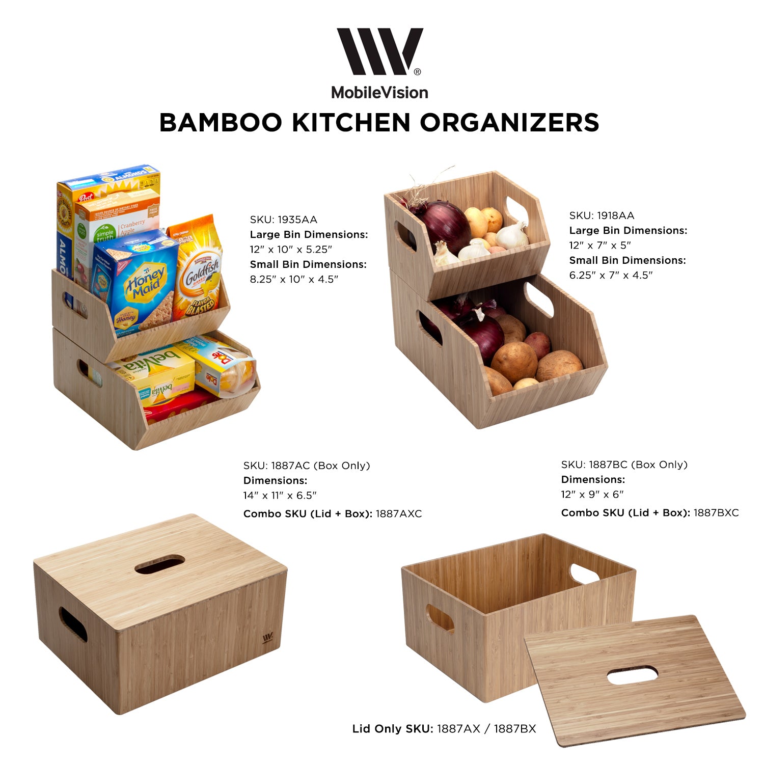 Bamboo Small Storage Box 9 x 12 x 6 - MobilevisionUS