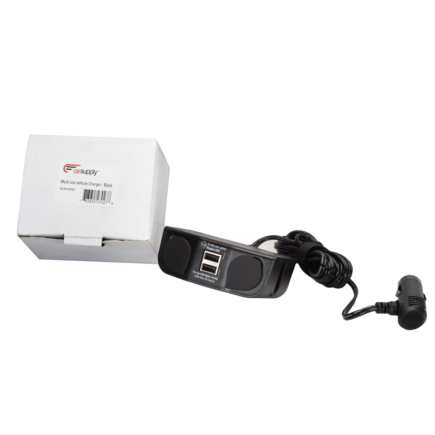 Multi-Use Vehicle Charger with Dual USB Ports - CE Supply